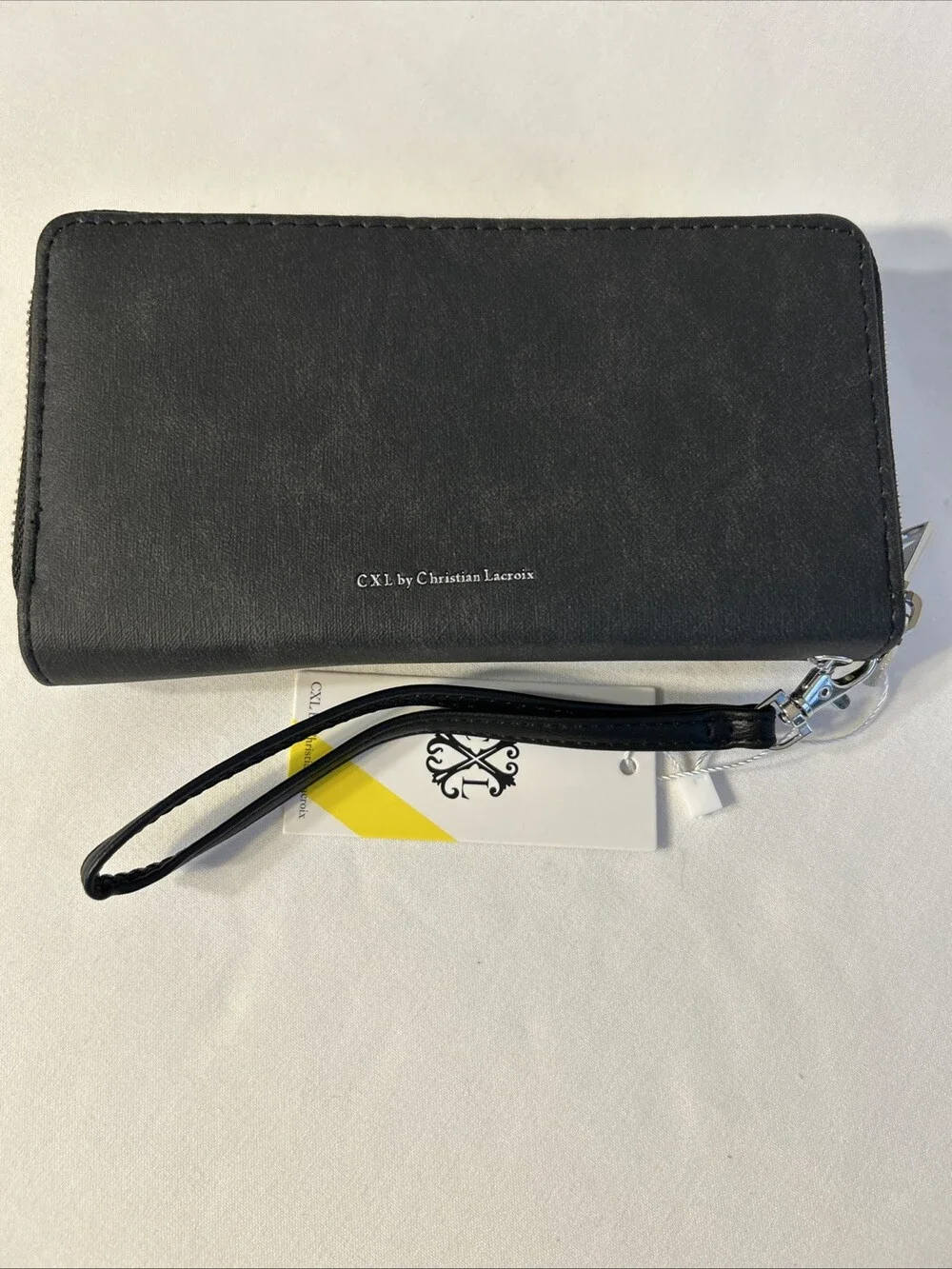CXL By Christian Lacroix Wristlet Wallet Womens Black Ames Denim Double Zipper